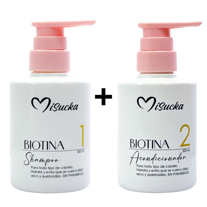 GENERICO - Pack de Shampoo y Acondicionador Misucka Con Biotina - 300 Ml
