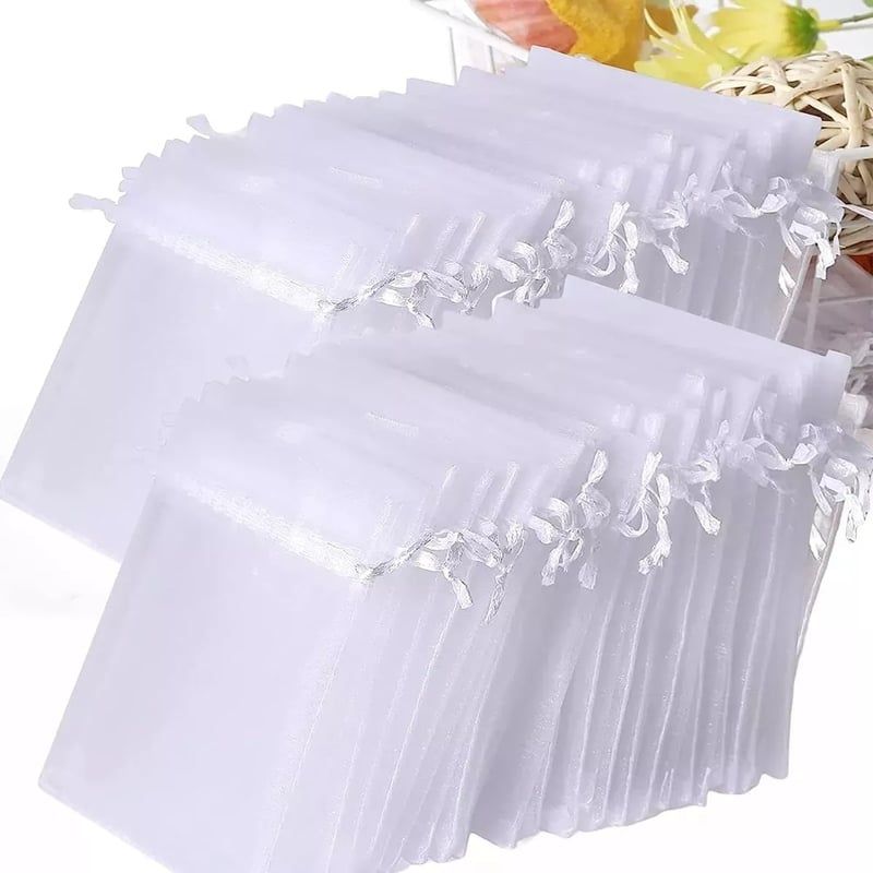 GENERICO - 100 Bolsas Organza Tela Blanca 15x20 Cm.