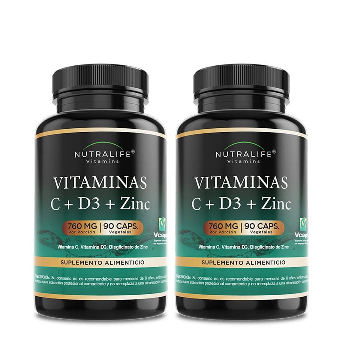 NUTRALIFE - Vitaminas C + D + Zinc Lf 180 Capsulas 2x90 Caps