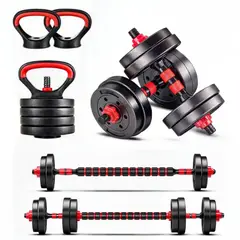 GENERICO - Set Mancuernas 10 Kg Ajustables Rusa Kettlebell 3 en 1