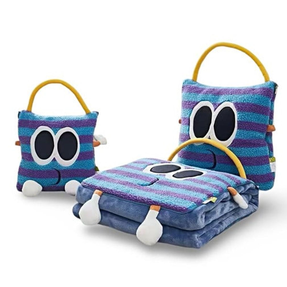 GENERICO - MANTA FRAZADA 3 EN 1 BOLSA TIPO ALMOHADA AZUL RAYA