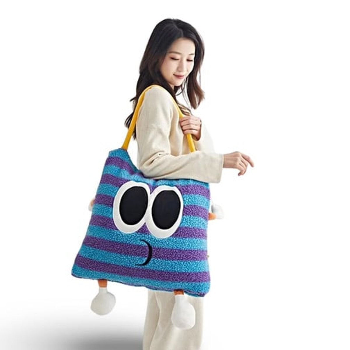 GENERICO - MANTA FRAZADA 3 EN 1 BOLSA TIPO ALMOHADA AZUL RAYA