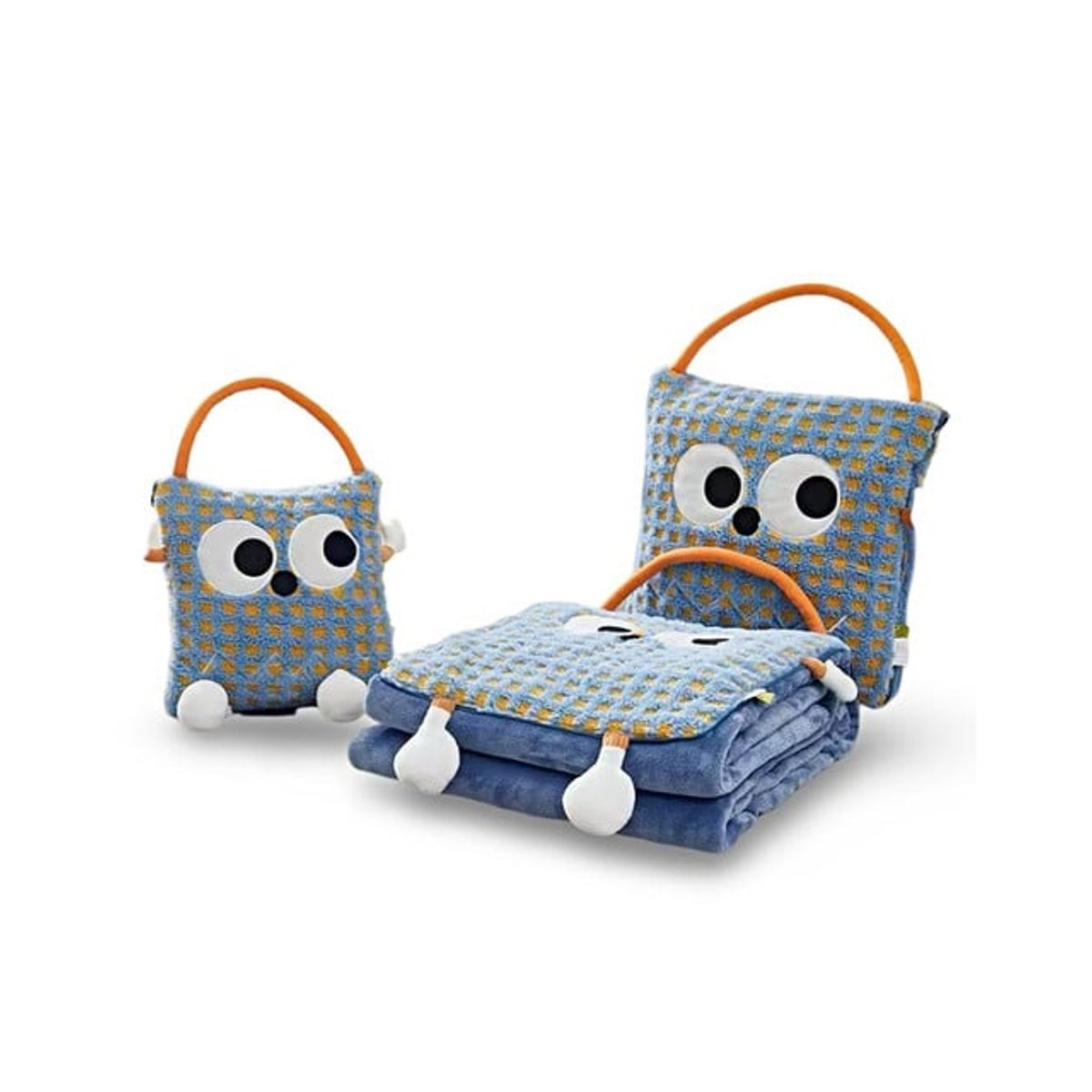 GENERICO - MANTA FRAZADA 3 EN 1 BOLSA TIPO ALMOHADA AZUL CUADRO