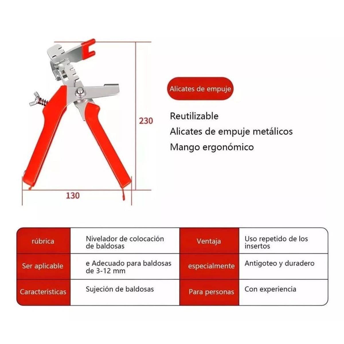 GENERICO - Kit Nivelador Cerámicos 100 Cuñas + 300 Clips 1.5mm +alicate