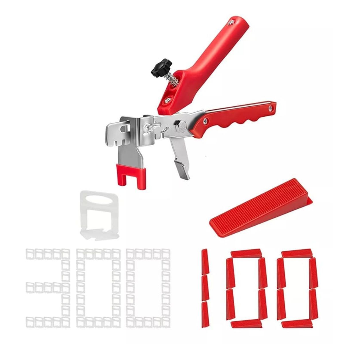 GENERICO - Kit Nivelador Cerámicos 100 Cuñas + 300 Clips 1.5mm +alicate