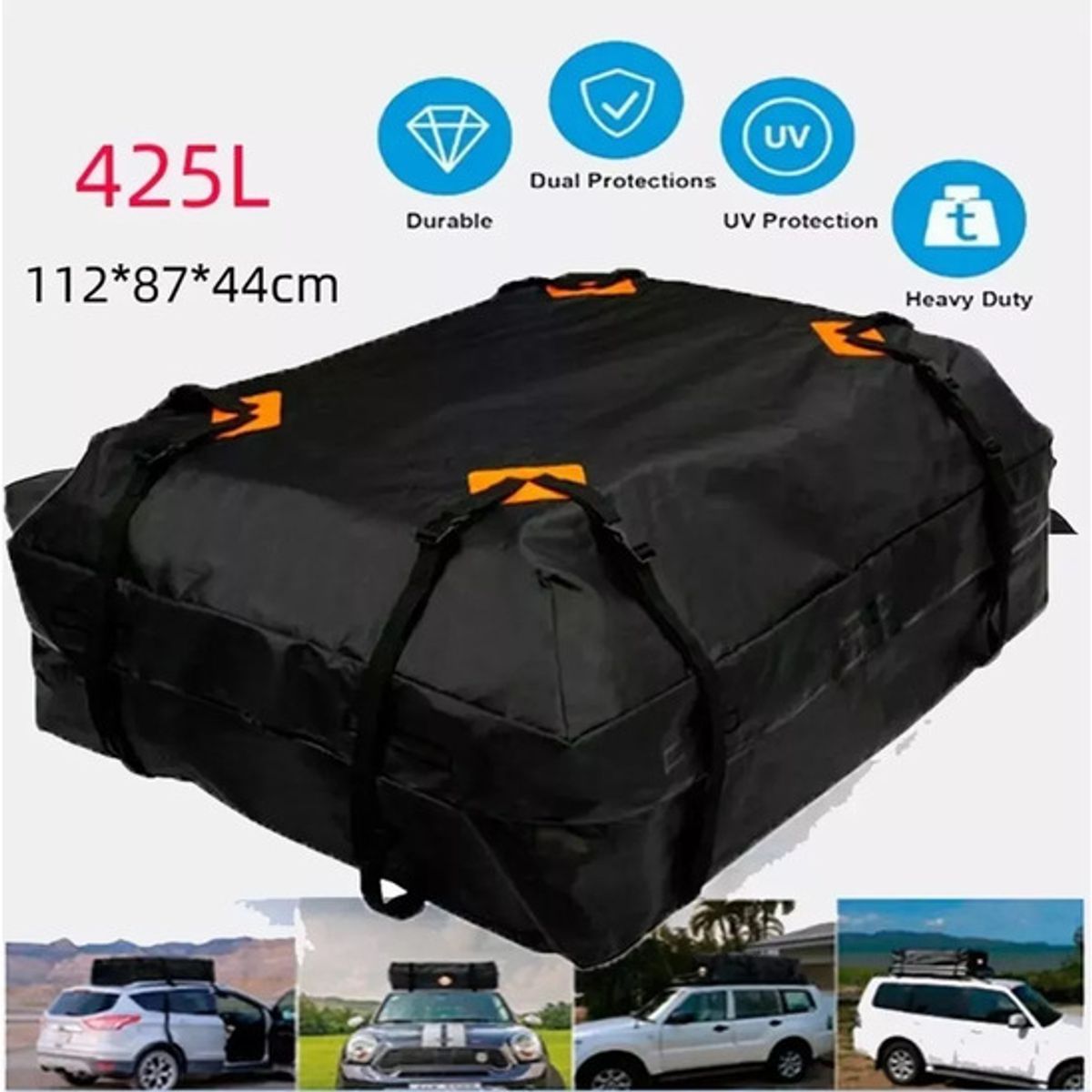 GENERICO - Bolso Portaequipaje Techo Auto Impermeable + Alfombra 425 Lt