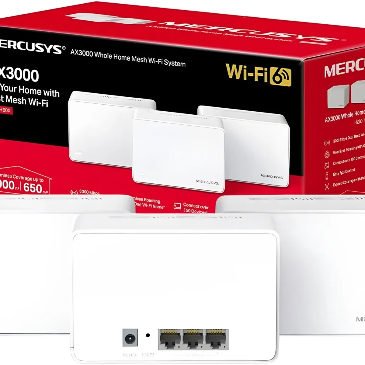 Set 3 Sistema Wi-fi 6 Mesh Mercusys Tp-link Halo H80x Ax3000, marca MERCUSYS - Foto Principal