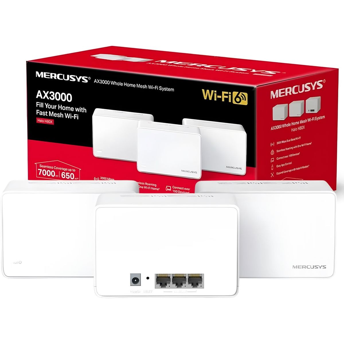 Set 3 Sistema Wi-fi 6 Mesh Mercusys Tp-link Halo H80x Ax3000, marca MERCUSYS - Foto Principal