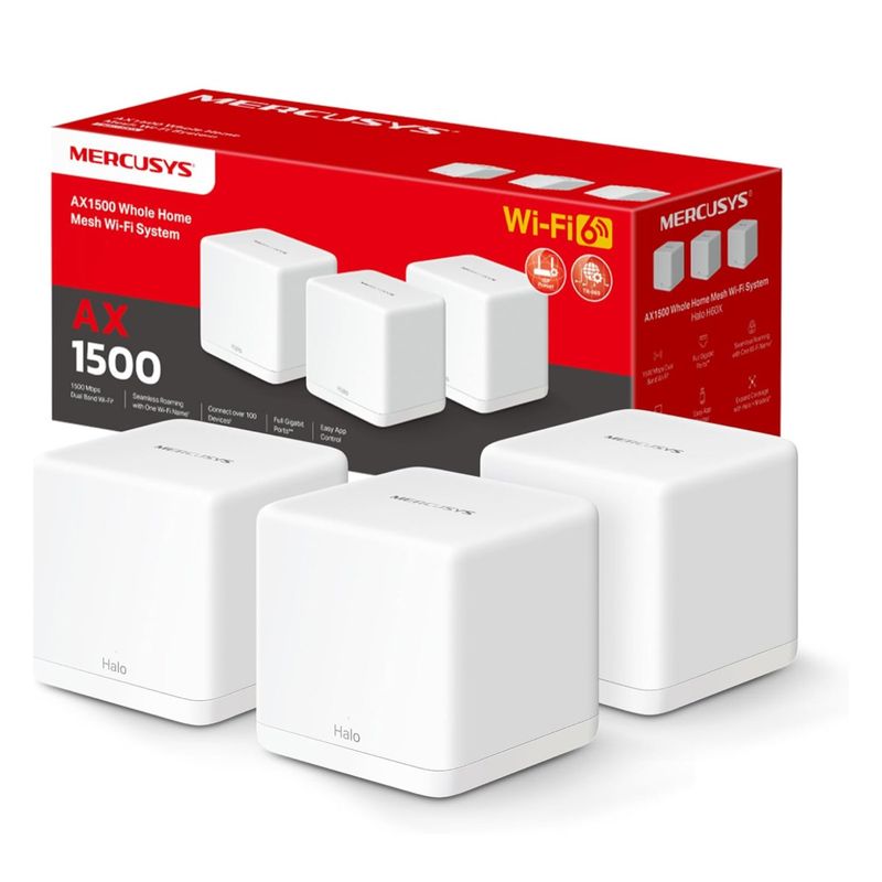 MERCUSYS - Set 3 Sistema Wi-fi 6 Mesh Mercusys Tp-link Halo H80x Ax3000