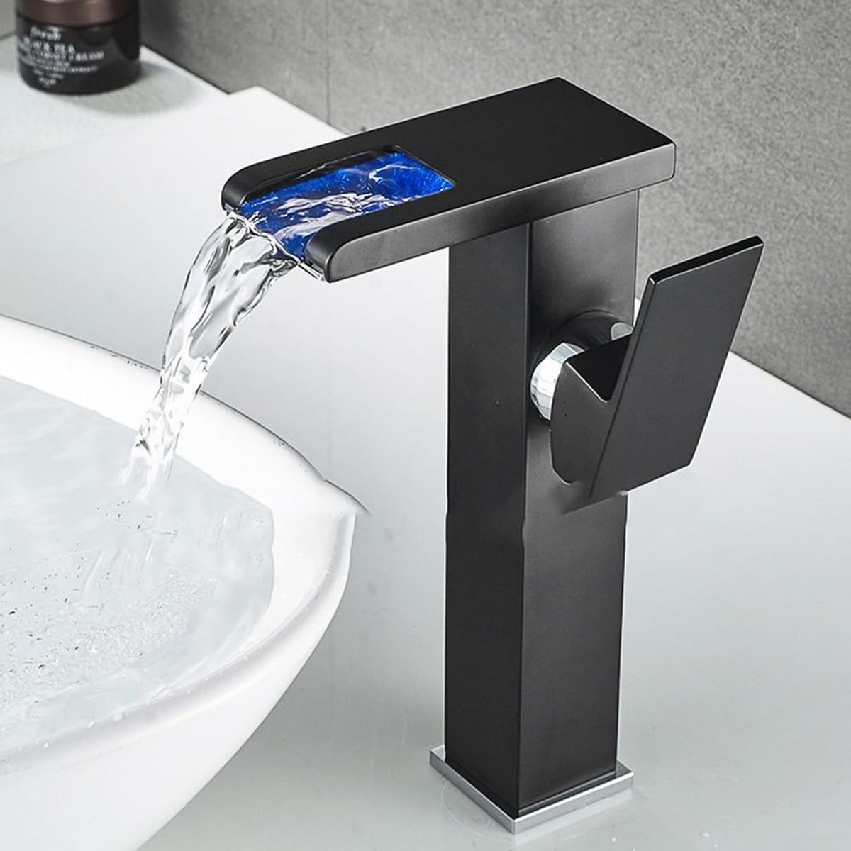BLUEDREAMER - Lavabo cascada con LED fríocálido - Para baño cocina y hogar