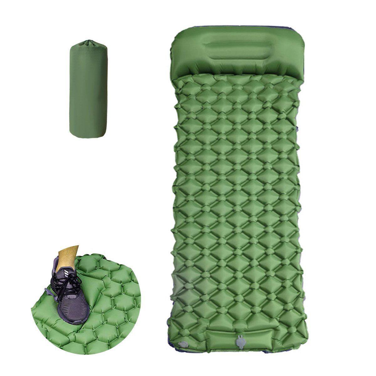 GENERICO - Colchoneta De Dormir Inflable Con Bomba De Pie-Verde