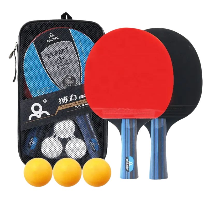GENERICO - pack de 2 Paletas de Ping Pong 5 estrellas +3 pelotas+ bolsa