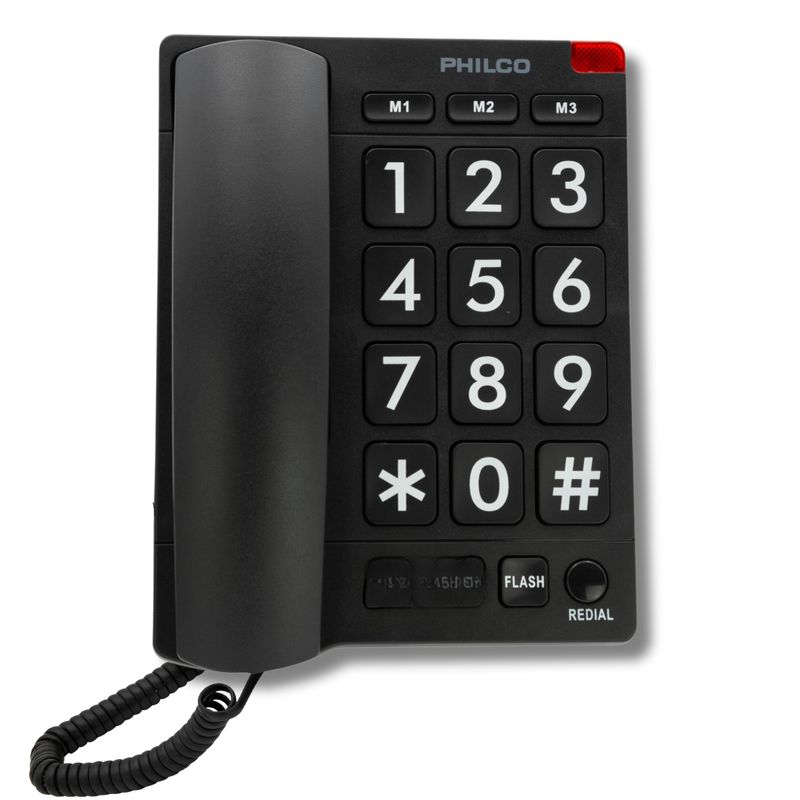 PHILCO - Telefono de Red Fija Adulto Mayor con Números Grandes 170BK - Negro