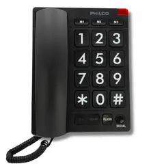 PHILCO - Telefono de Red Fija Adulto Mayor con Números Grandes 170BK - Negro