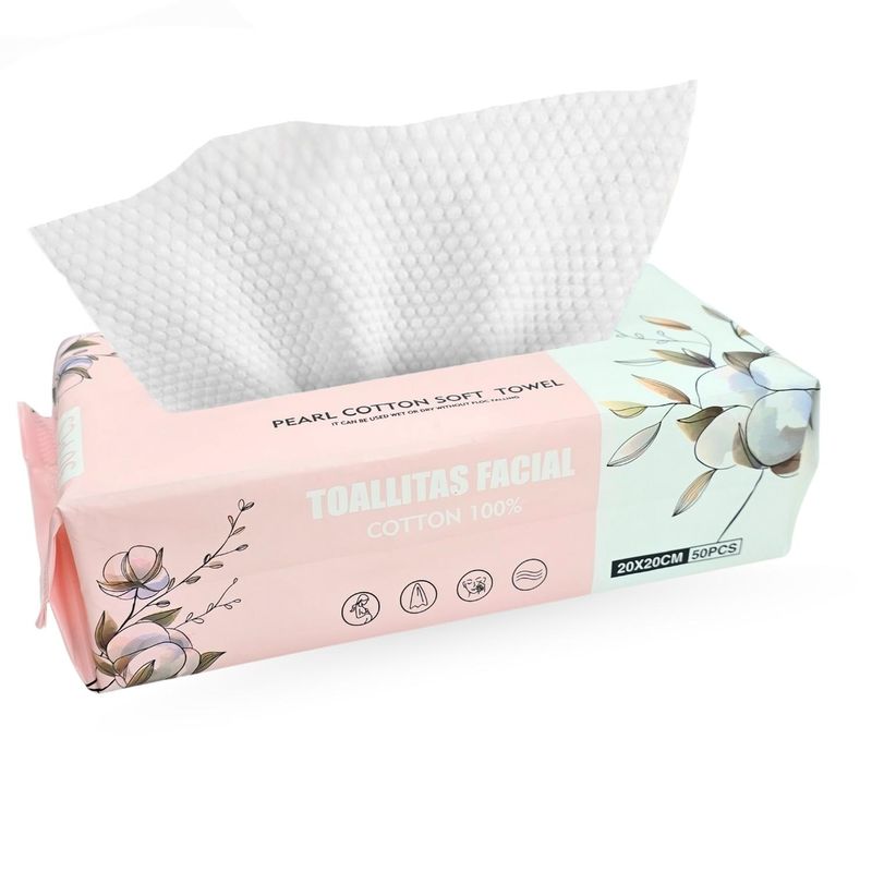 GENERICO - Toalla Facial Desechable de Algodón 20x20 cm – 50pcs - Eidos - Blanco
