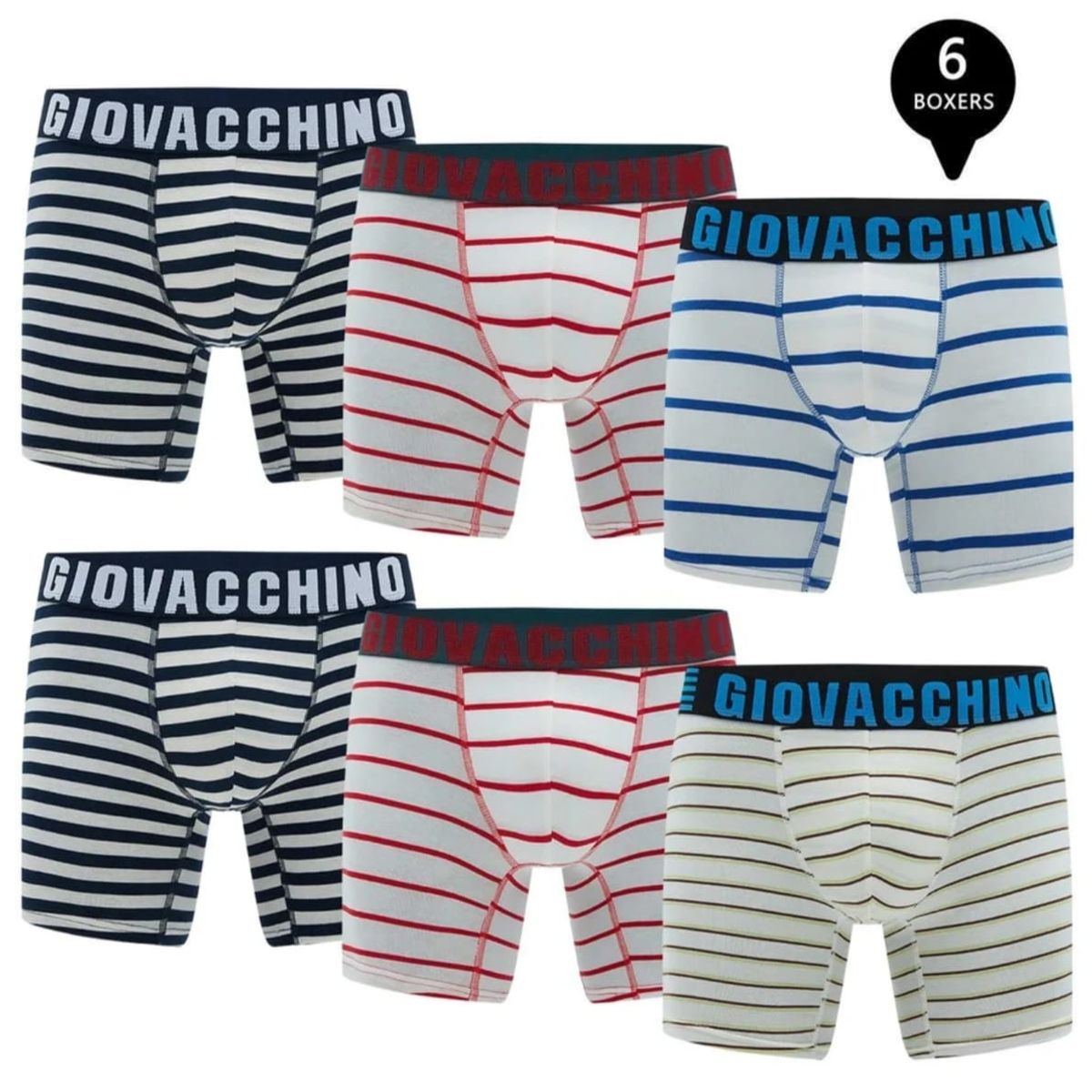 GIOVACCHINO - Pack de 6 Boxer Medio Algodon Hombre