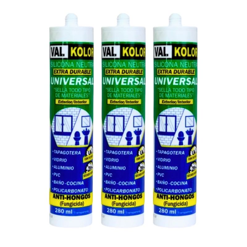 GENERICO - Silicona neutra universal negra 290 ml. valkolor