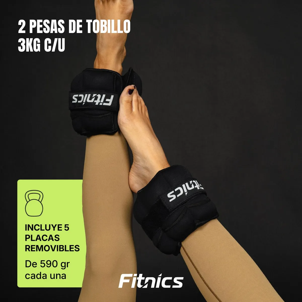 FITNICS - Pesas De Tobillo Tobilleras Peso Ajustable hasta 3 Kg Set 2