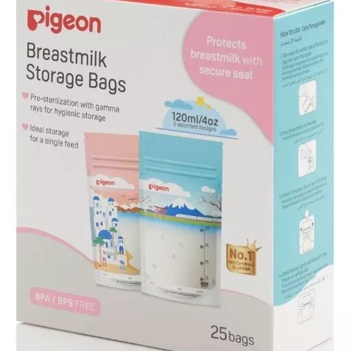 PIGEON - Bolsas Para Almacenar Leche Materna Pigeon - 120ml - 25uds