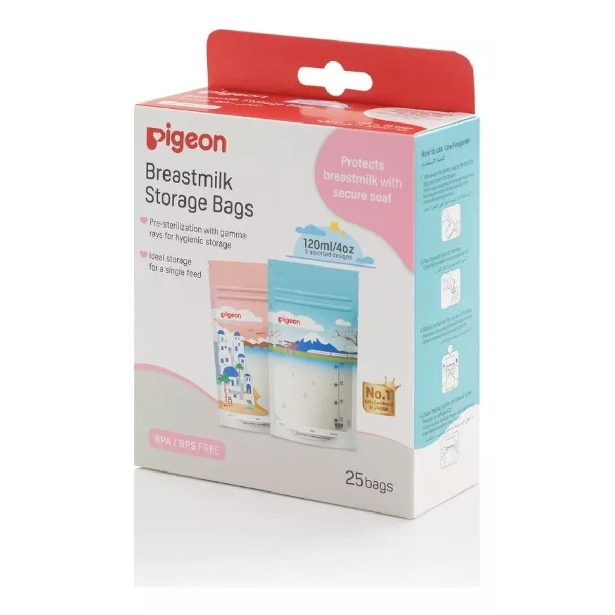 PIGEON - Bolsas Para Almacenar Leche Materna Pigeon - 120ml - 25uds
