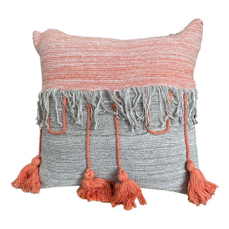 REHUCE - Cojines Decorativos Pompon Gris 40x40