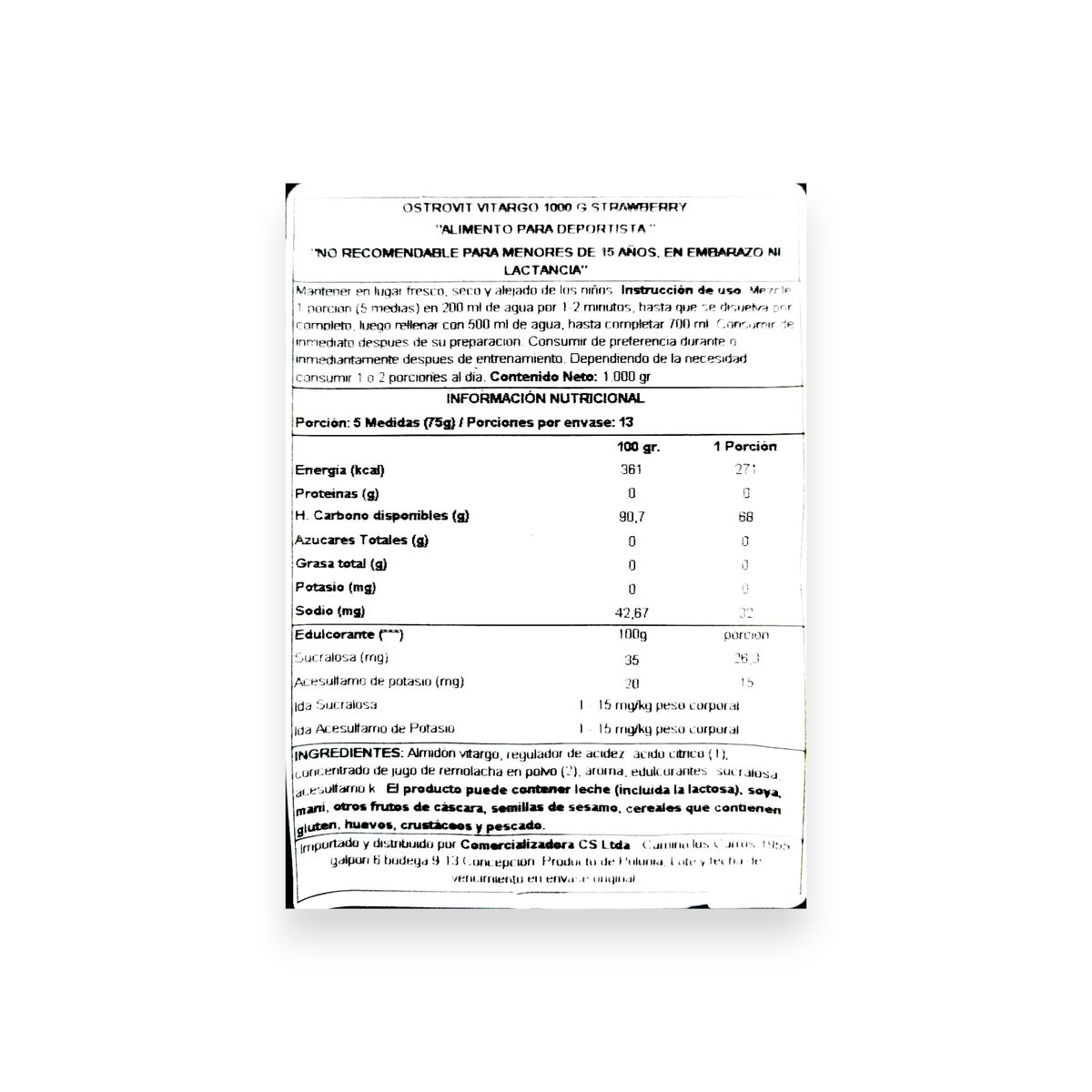 OSTROVIT - VITARGO 1000G STRAWBERRY - OSTROVIT