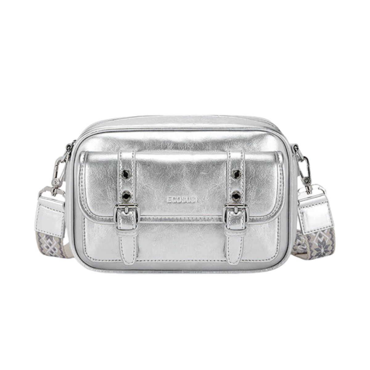 ECOSUSI - Ecousi Bolso Mensajero Mia con Correa Ancha -  Plateado