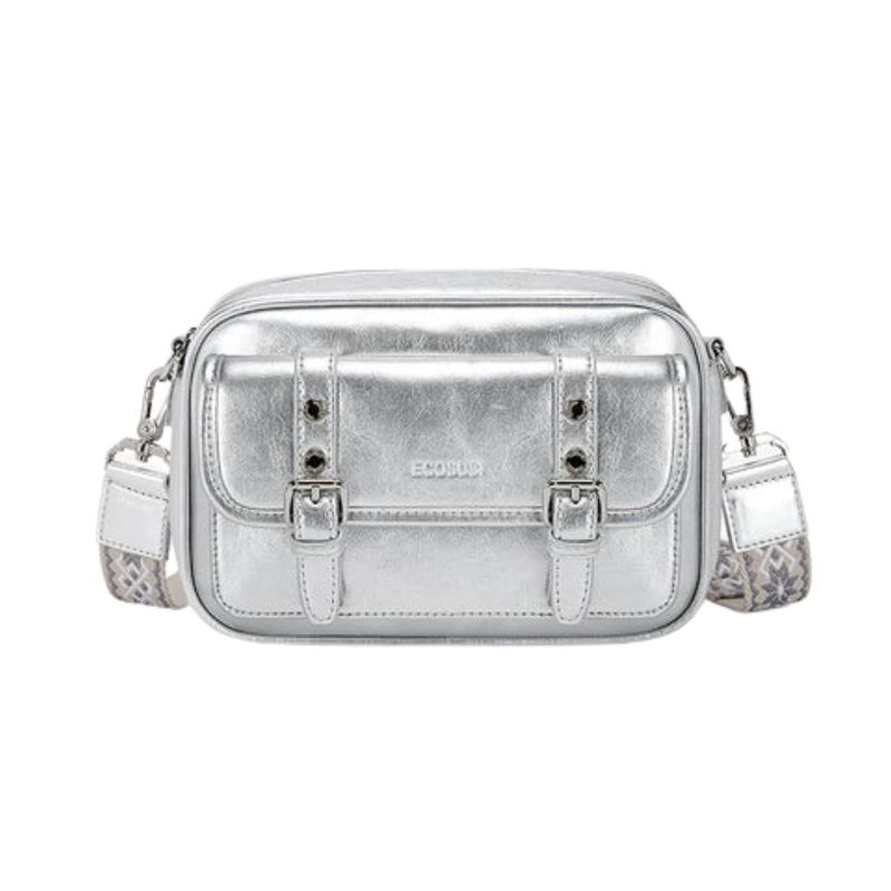 ECOSUSI - Ecousi Bolso Mensajero Mia con Correa Ancha -  Plateado