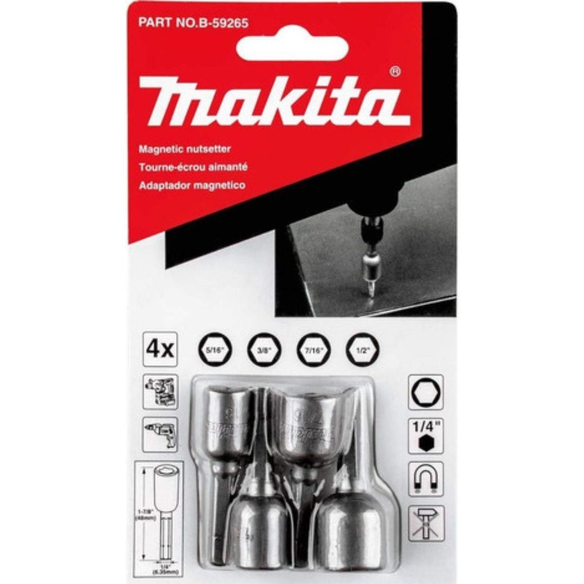 MAKITA - Set Adaptadores Magneticos 4 Pzs Makita B-59265