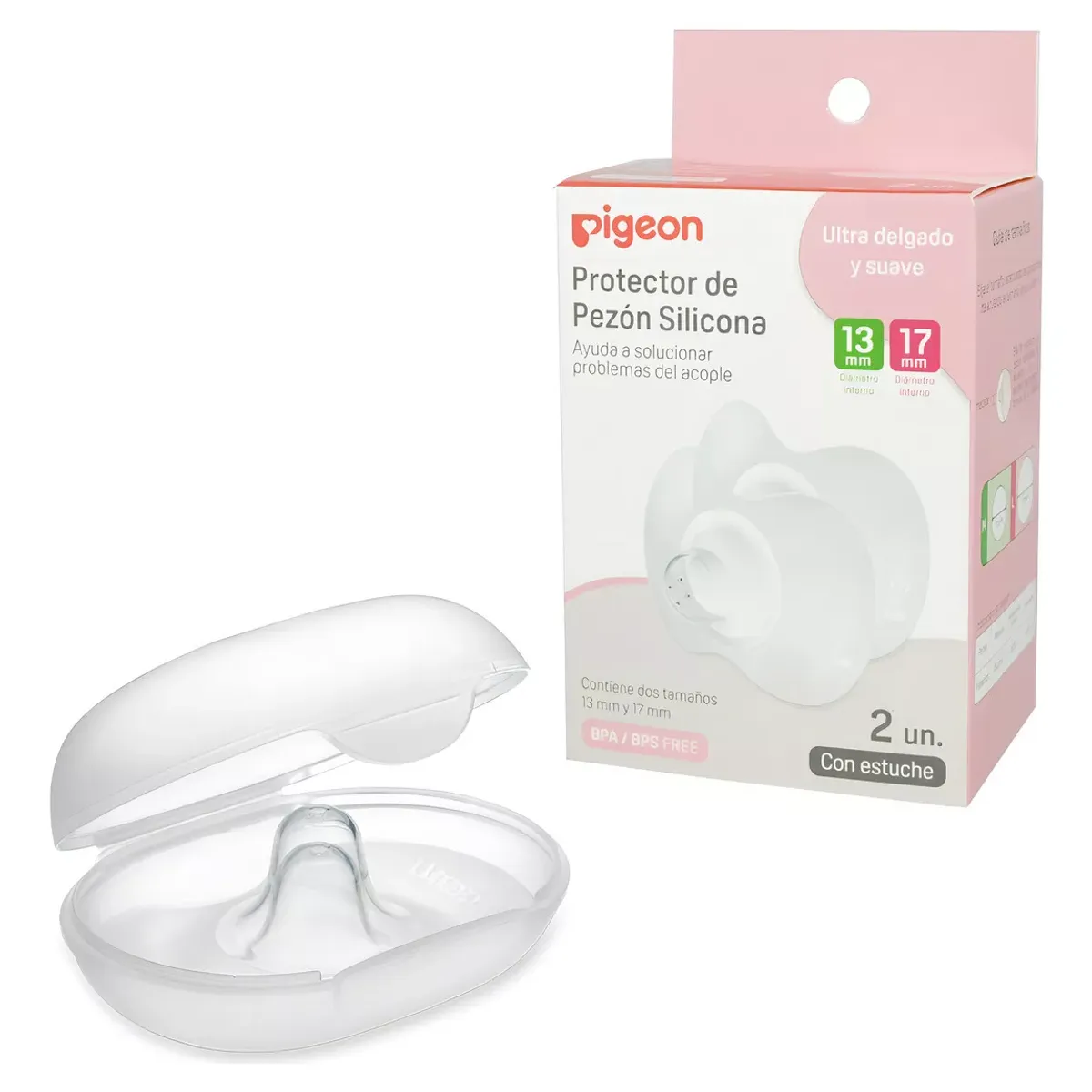 PIGEON - Pack 2 Protectores Pezón Pezoneras 2 Tallas (M y L) Silicona Pigeon