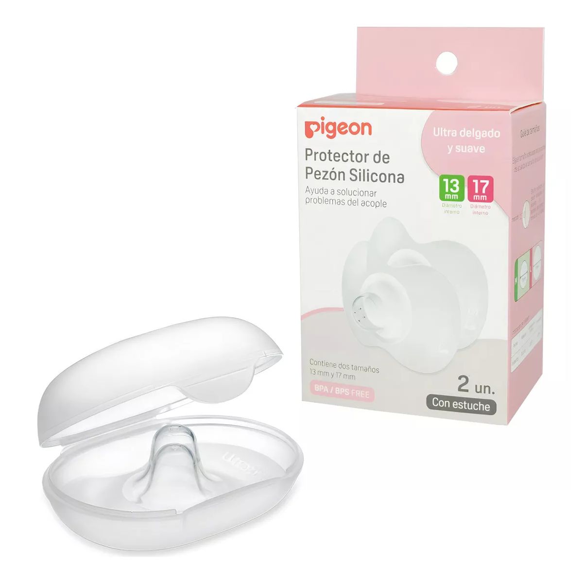 PIGEON - Pack 2 Protectores Pezón Pezoneras 2 Tallas (M y L) Silicona Pigeon