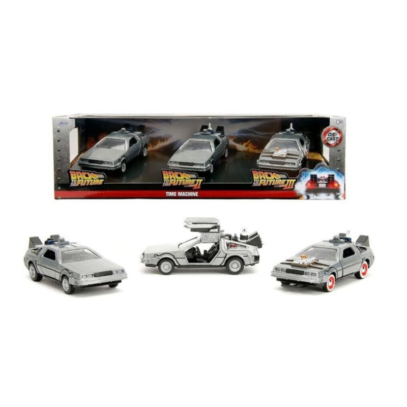 GENERICO - Pack 3 Juguete Auto Delorean 1:32 Back To The Future III