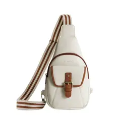 ECOSUSI - Bandolera Retro con Correa de Guitarra - Blanco