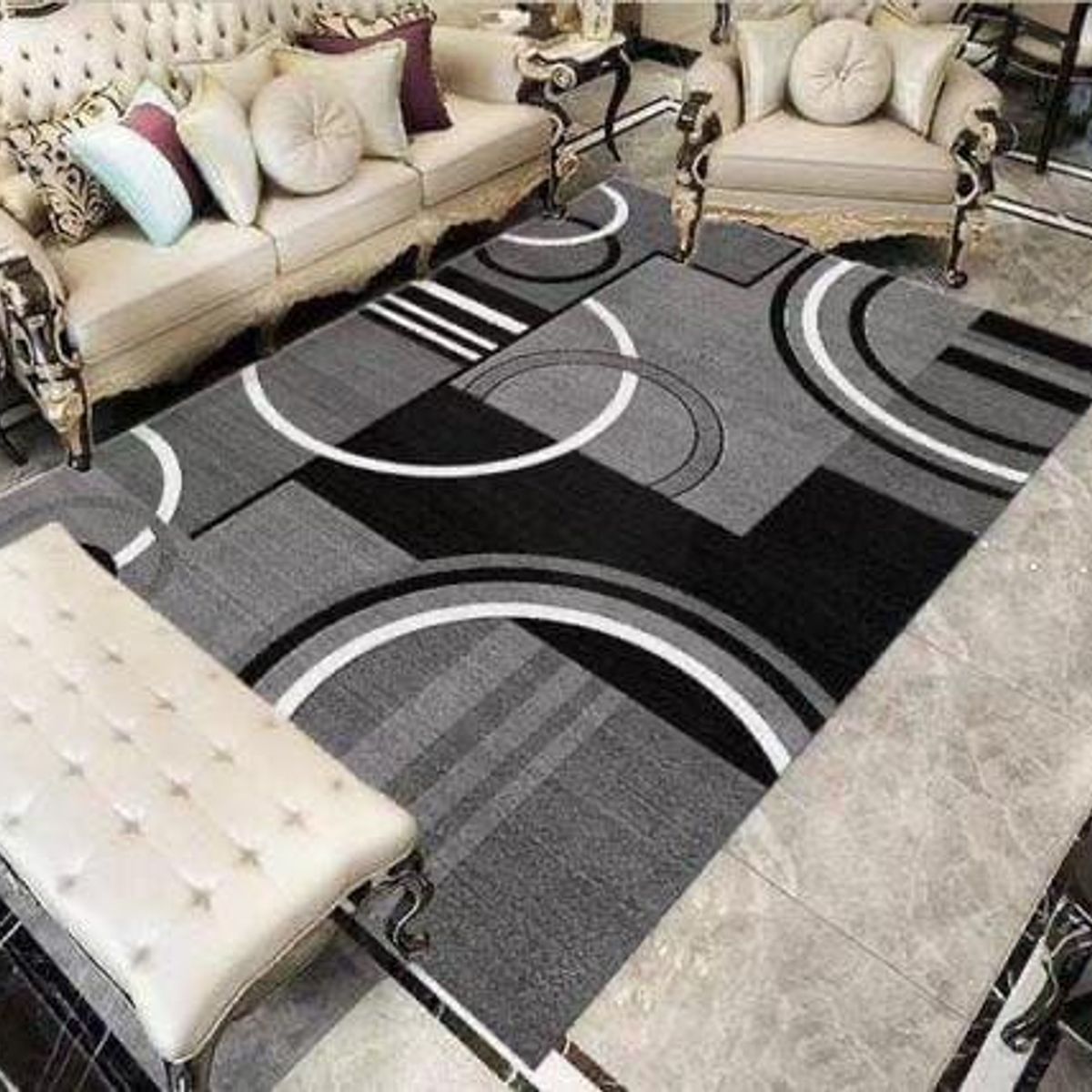 GENERICO - ALFOMBRA PARA LIVING ANTIDESLIZANTE CON DISEÑOS TRIDIMENCIONALES