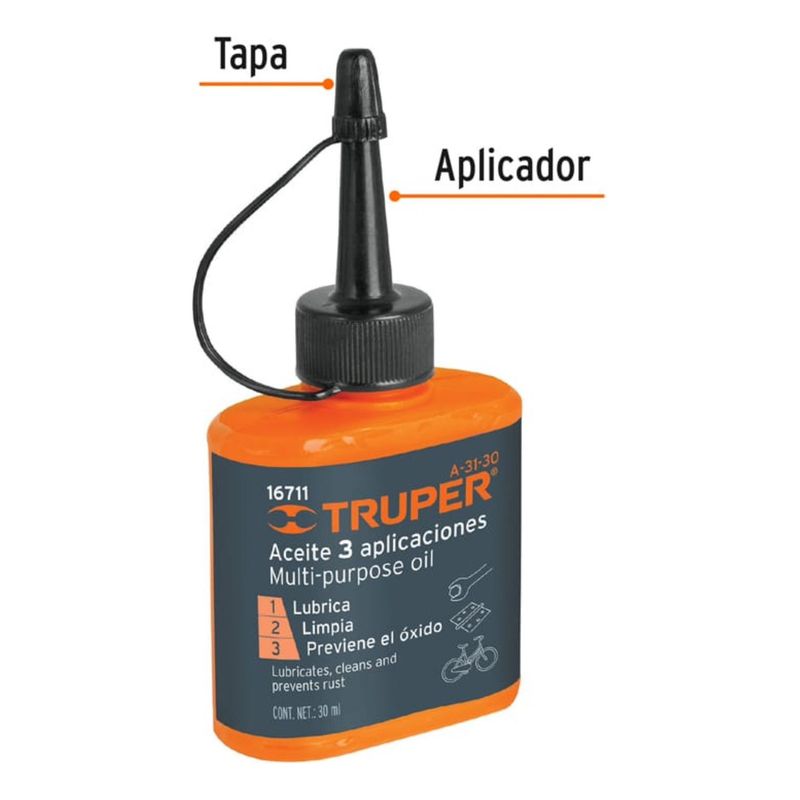 TRUPER - Aceite Multiuso 30ml Lubricador Multiproposito Truper 16711