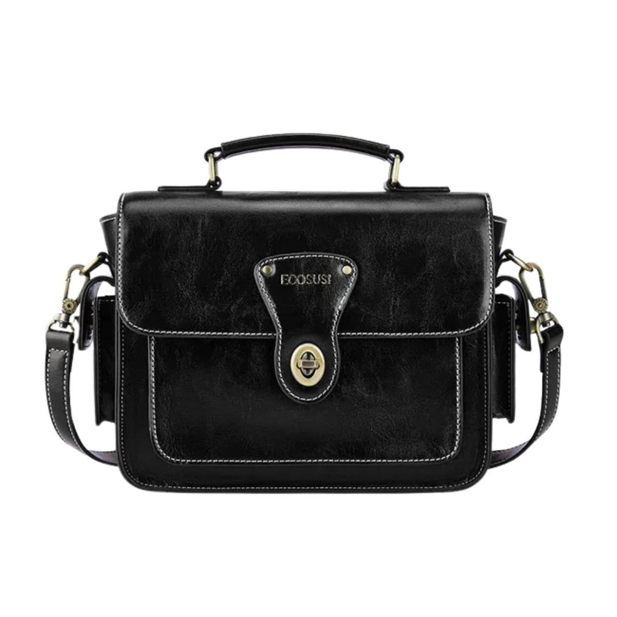 ECOSUSI - Ecosusi Bolso Mensajero Alison de Cuero Vegano - Negro