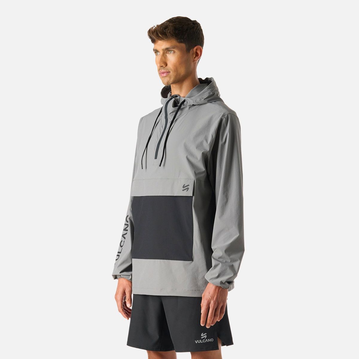 VULCANO - Chaqueta Hombre Tempo 1/4 Zip Windbreaker Jacket Gris Vulcano
