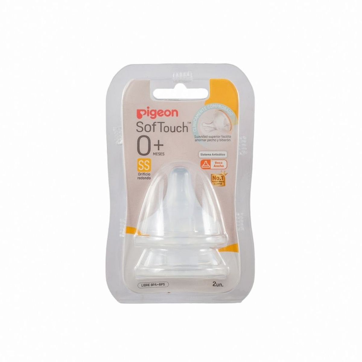 PIGEON - Pack 2 Tetinas Pigeon Softouch Boca Ancha Tamaño SS
