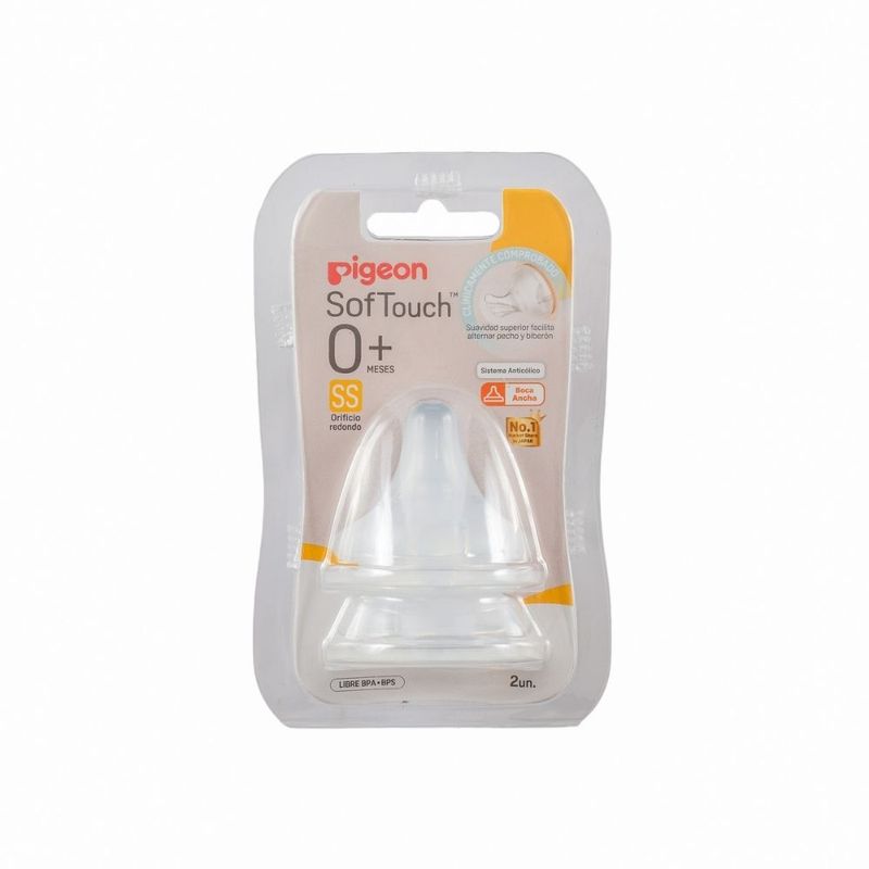 PIGEON - Pack 2 Tetinas Pigeon Softouch Boca Ancha Tamaño SS