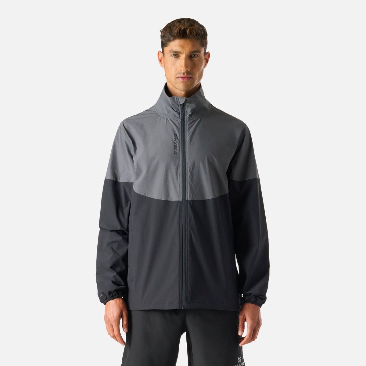 VULCANO - Chaqueta Hombre Tempo Full Zip Windbreaker Jacket Negro Vulcano