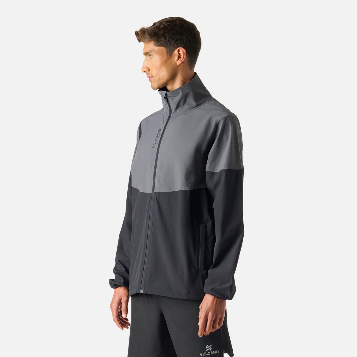 VULCANO - Chaqueta Hombre Tempo Full Zip Windbreaker Jacket Negro Vulcano