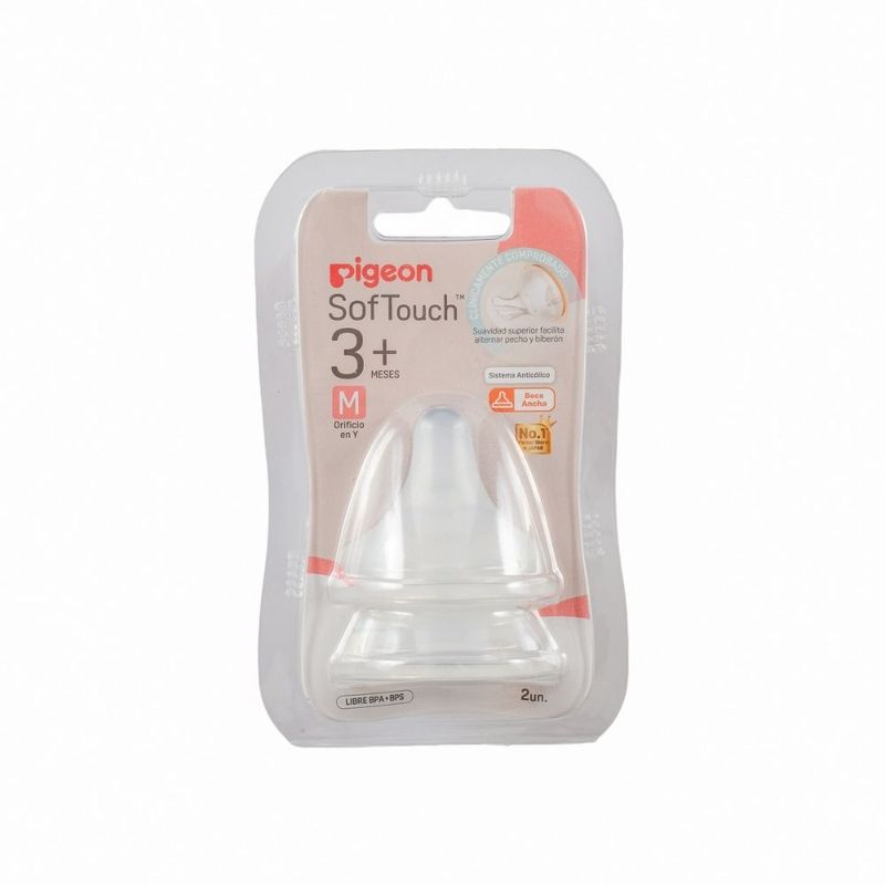 PIGEON - Pack 2 Tetinas Pigeon Softouch Boca Ancha Tamaño M
