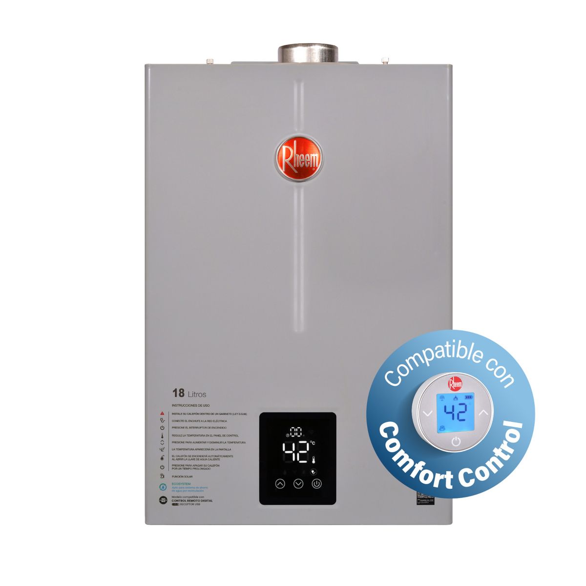 RHEEM - Calefont 18 L Gas Natural T. Forzado Compatible con Control Digital Rheem