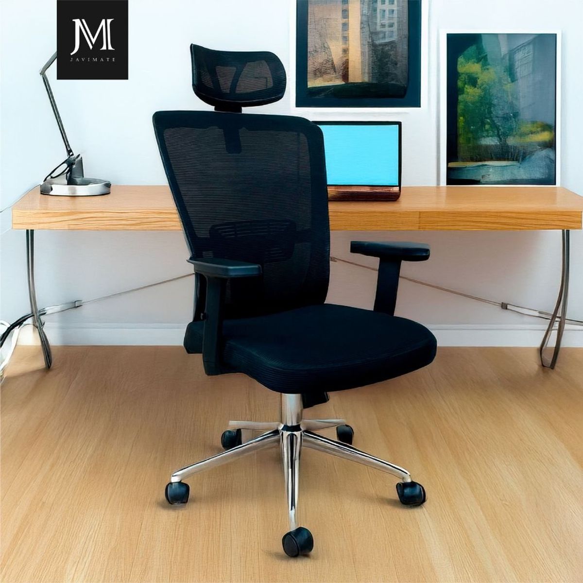 JAVIMATE - Silla De Oficina Escritorio Ergonomica Pro Metal Apoya cabeza