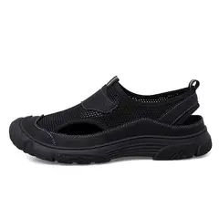 SHANDIAN - Sandalia Hombre De Primavera Verano Negro.