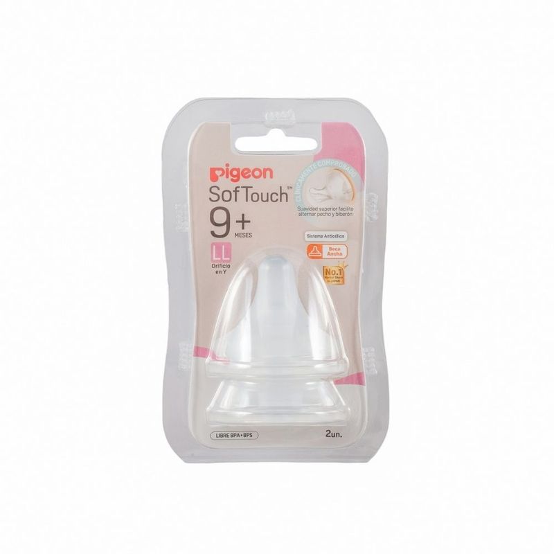 PIGEON - Pack 2 Tetinas Pigeon Softouch Boca Ancha Tamaño LL
