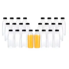 PASTELERIUS - X24 Botellas Plasticas Transparentes Botellas Con Tapa 500ml