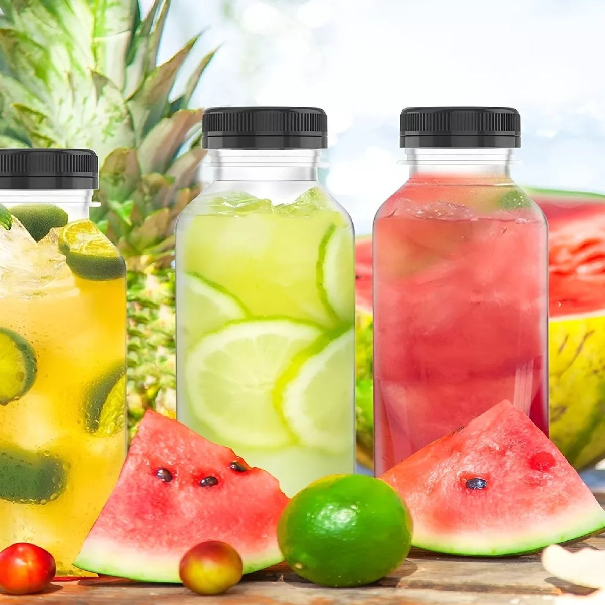 PASTELERIUSCL - 24 Botellas Plasticas Transparentes Botella Con Tapa 500ml Botellas Para Jugos Botella  Pet Con Tapa