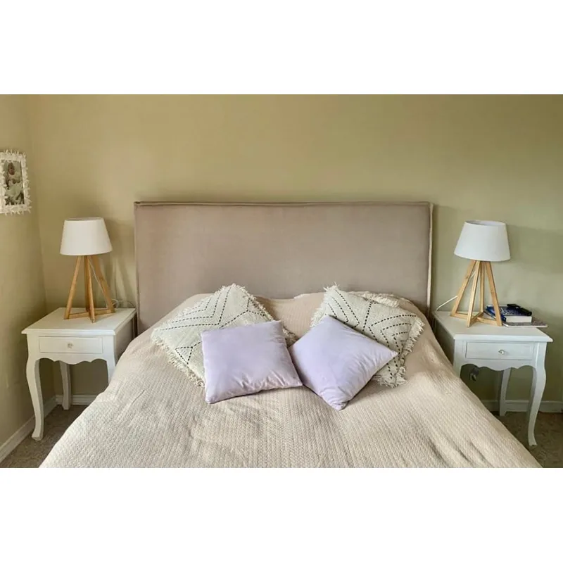 GENERICO - Respaldo Super King con funda de lino beige desmontable