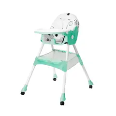 ALPHA - Silla Comer Bebe Doble Altura Safe Baby Turquesa